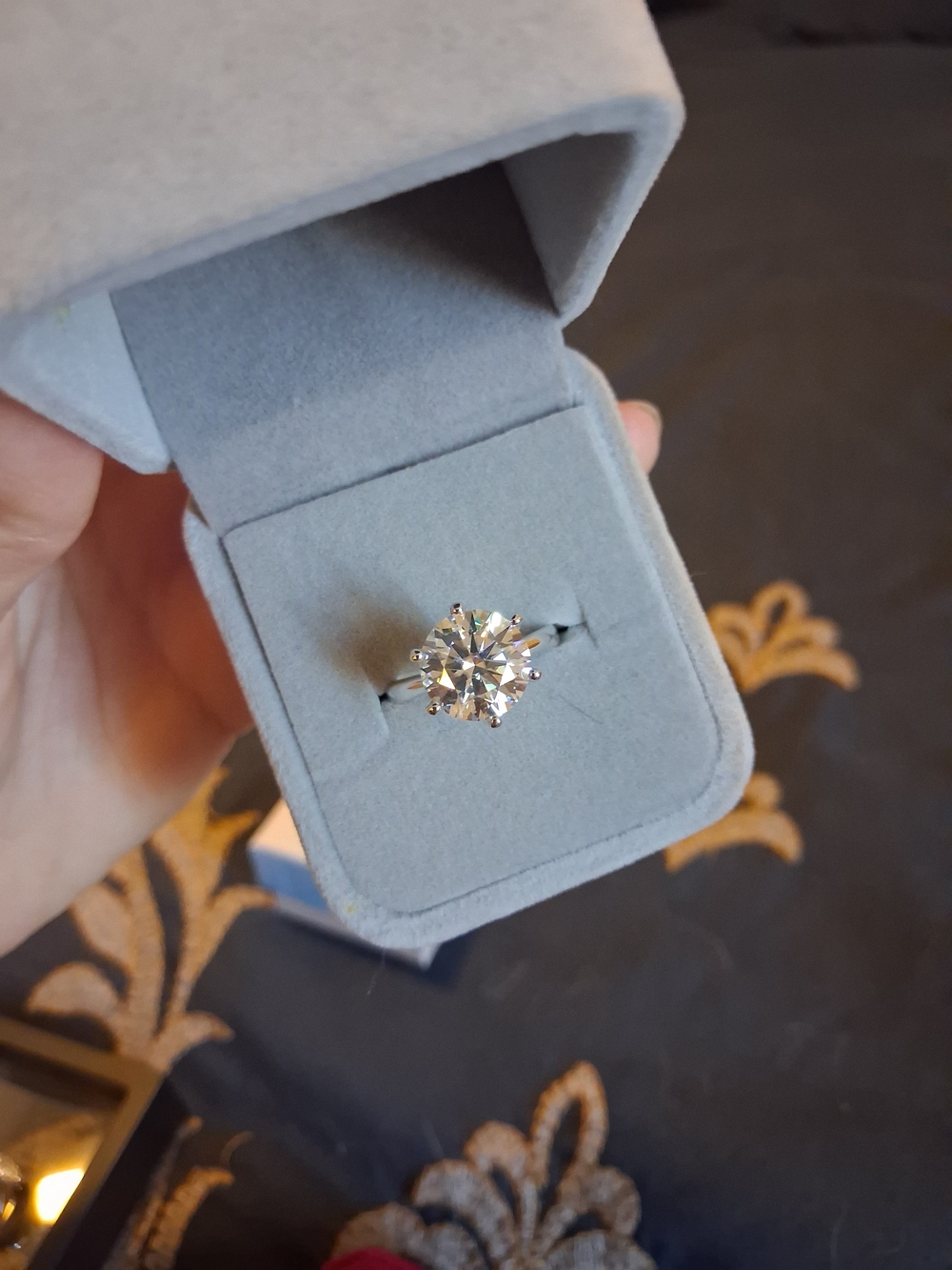 5 Carat Silver Round Cut Solitaire Ring